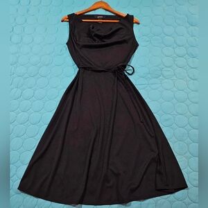 Express Elegant A-line Black Sleeveless Cowl Neck Coctail Dress Size 12